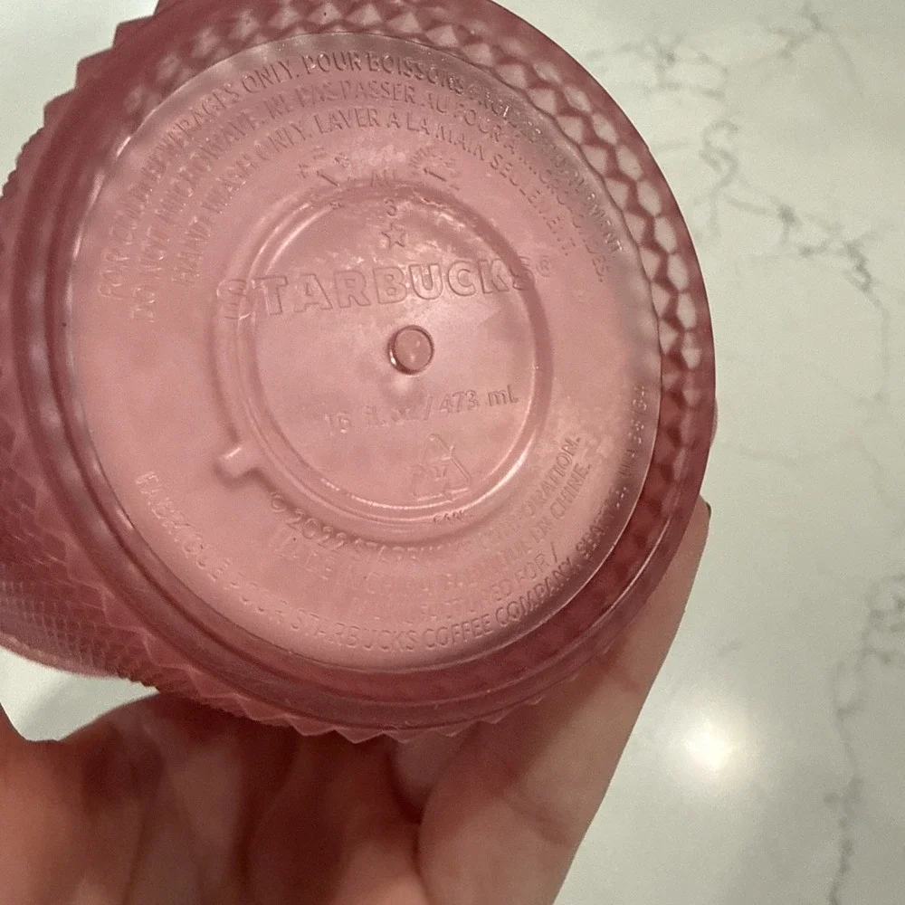 Starbucks Matte Pink Textured Soft‎ Touch Grande Tumbler ColdCup 16 oz No Straw